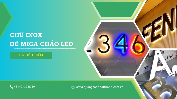 Chữ inox đế mica cháo led