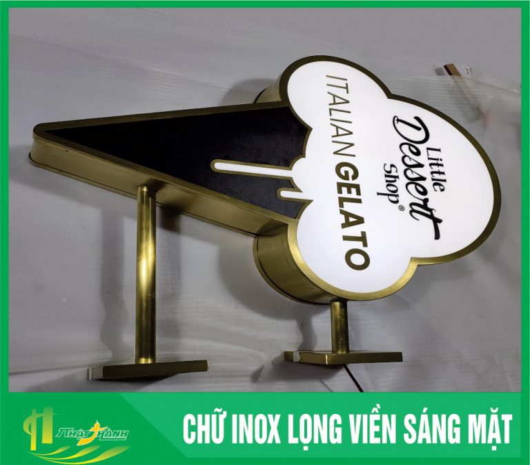 logo inox lọng viền sáng mặt