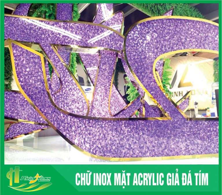 chữ inox mặt acrylic giả đá