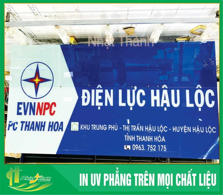 in uv phẳng trên mọi chất liệu làm biển công ty điện lực